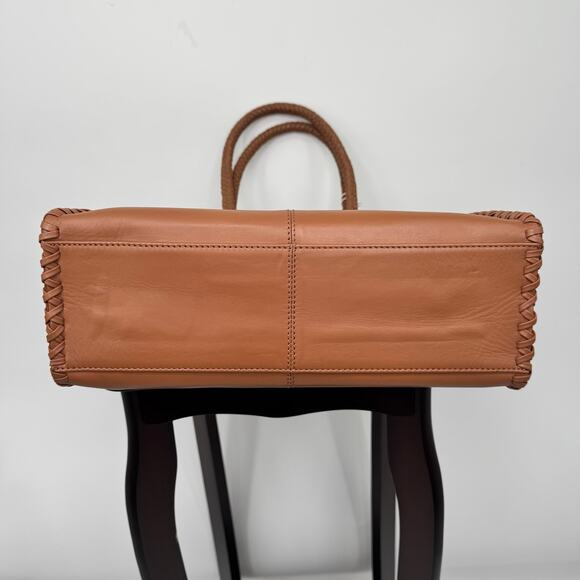 NWT Jack Rogers Bianca 100% Leather Tote Bag Brown Dual Braided Straps *Flaw* - Picture 12 of 13